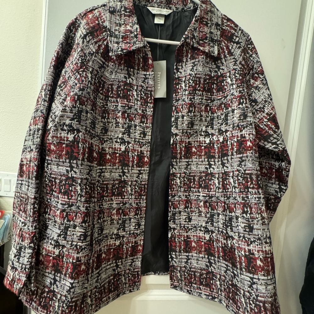 Women's Red and Black Patterned Jacket
